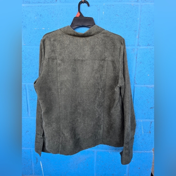 Croft & Barrow Olive Green Microsuede Light Jacket Sz L - Picture 2 of 12